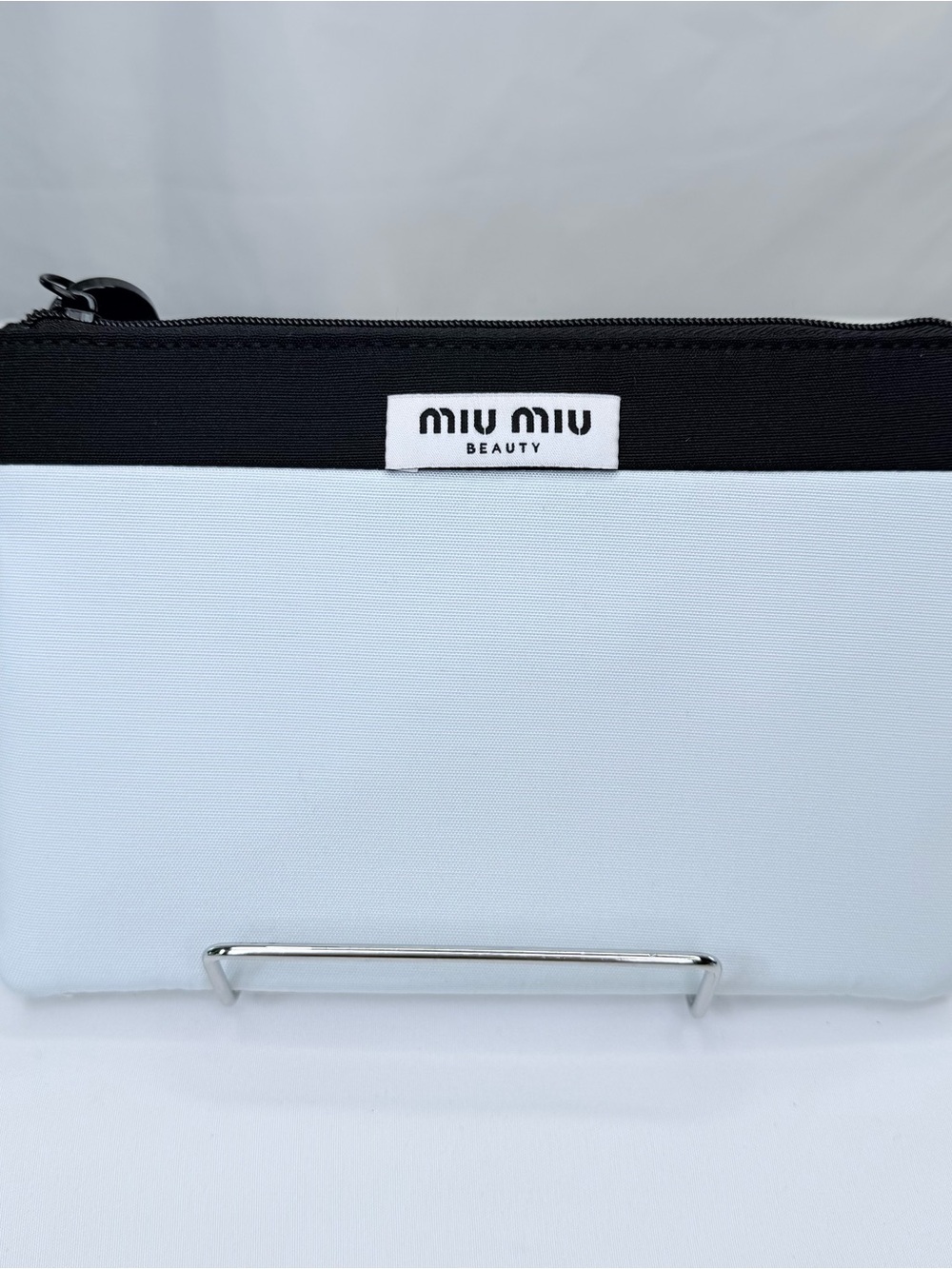 Miu Miu Beauty Cosmetics Pouch Two-Tone in Light Blue and Black NWOT